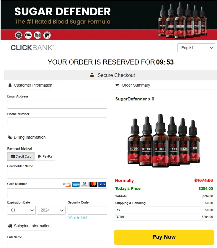 sugar defender order page